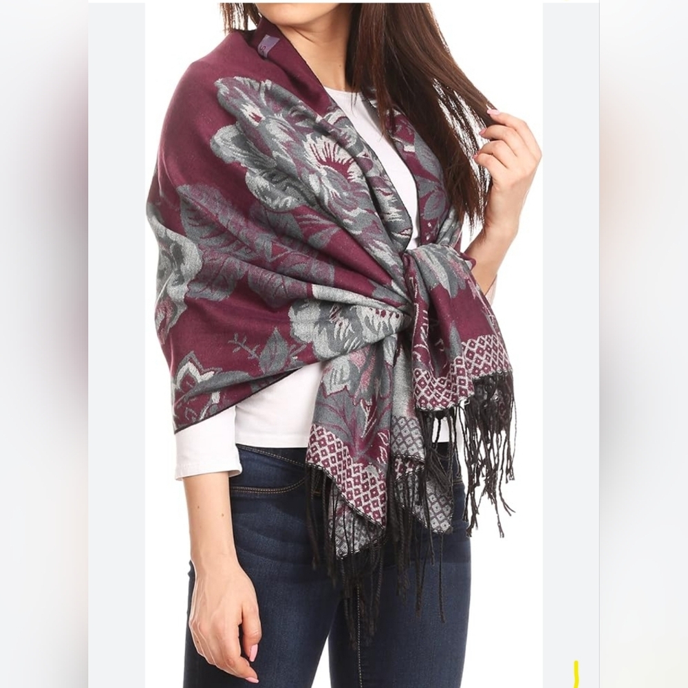 Sakkas Aurora Floral Rose Pashmina NWOT